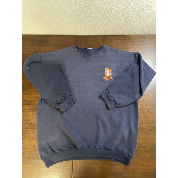 Vintage Denver Broncos Blue Crewneck Distressed Size Medium See Pics - Picture 1 of 10